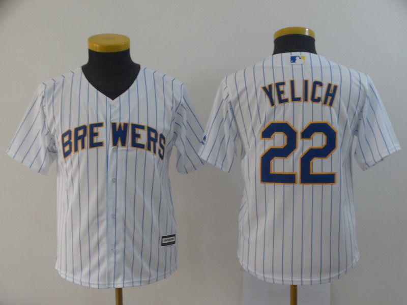 Youth Milwaukee Brewers #22 Yelich White MLB Jersey->youth mlb jersey->Youth Jersey